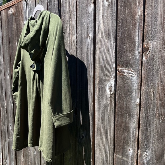 For Cynthia green linen blend hooded flare jacket size medium - Picture 11 of 16